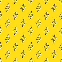 Lightning bolts Seamless Pattern. Yellow and Black repeating background. vector