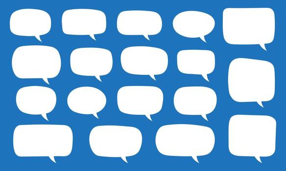 Set of hand drawn speech bubbles. Speak bubble for text, cartoon chatting box, message box. Blank empty white speech bubbles. vector