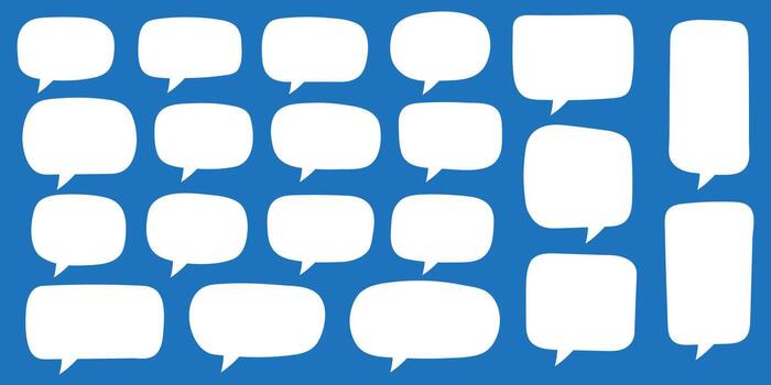 Set of hand drawn speech bubbles. Speak bubble for text, cartoon chatting box, message box. Blank empty white speech bubbles. vector