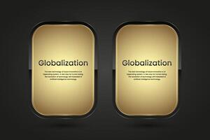 Set of two Black Luxury button infographic vector design. 2 gold and black icon on isolated dark gradient background, a premium Vector illustration template