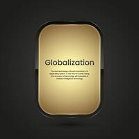 Black Luxury button infographic vector design. A gold and black icon on isolated dark gradient background, a premium Vector illustration template