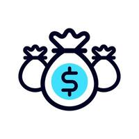 dinero bolso diseño icono vector