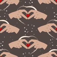 A heart giving hand. Seamless pattern. vector