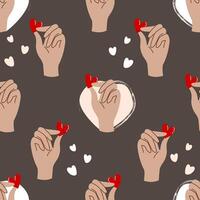 Hands and heart pattern vector