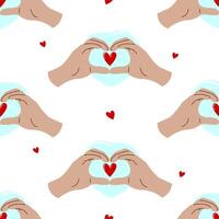 Seamless pattern with a gesture of hands denoting love vector