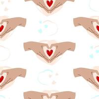 Seamless pattern with heart shaped arms. vector
