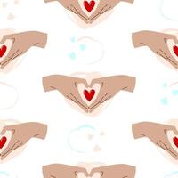 Seamless pattern with heart shaped arms. vector