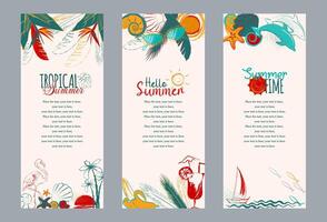 Design leaflets with hand drawn summer elements vector