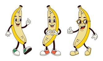 Set of groovy bananas vector