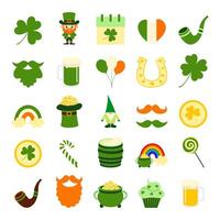 st patricks day icon set vector