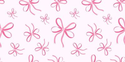 Seamless pattern with pink ribbon bow vector