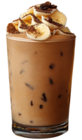 AI generated Fresh banana mocha smoothie in a glass on a transparent background png