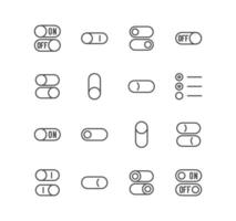 Set of ui elements related icons, tabs, switch, button, dropdown, boxes and linear variety vectors. vector