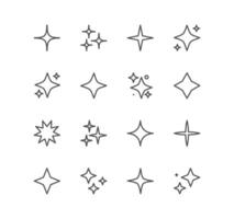 Set of futuristic sparkle related icons, star shapes, cool shine effect, bright firework, decoration twinkle, glowing light effect, shiny flash and linear variety vectors. vector