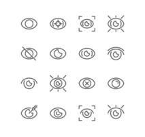 Set of eye and view related icons, editable pictograms isolated on a white background trendy outline symbols for mobile apps and web sites design linear variety vectors. vector