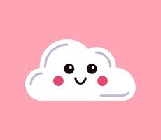 Cute cloud, cute happy face cloud, pattern of cute happy face cloud baby products flat cartoon vector illustration isolated on background.