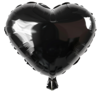 ai gegenereerd glimmend zwart hart vormig ballon PNG