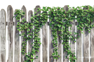 AI generated Old Wooden Fence with Climbing Ivy png