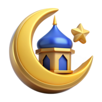 lindo 3d eid Mubarak dourado cor dentro a logotipo estilo png