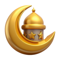 lindo 3d eid Mubarak dourado cor dentro a logotipo estilo png