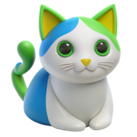 Beautiful 3D Cat in Multicolors png