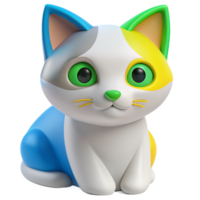 Beautiful 3D Cat in Multicolors png