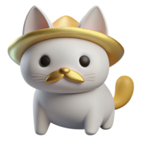 Beautiful 3D Cat in the Mexican Style png
