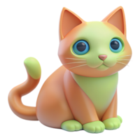 Beautiful 3D Cat in Multicolors png