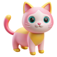 Beautiful 3D Cat in Multicolors png