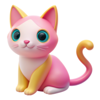 Beautiful 3D Cat in Multicolors png