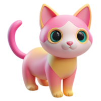 Beautiful 3D Cat in Multicolors png