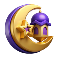 lindo 3d eid Mubarak dourado cor dentro a logotipo estilo png