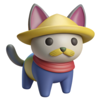 Beautiful 3D Cat in the Mexican Style png