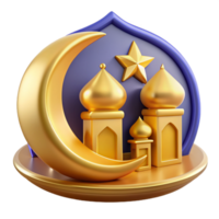 lindo 3d eid Mubarak dourado cor dentro a logotipo estilo png