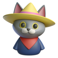 Beautiful 3D Cat in the Mexican Style png