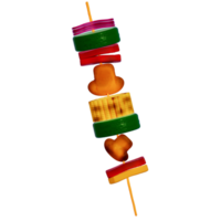 barbacoa parrilla para cámping , vegetales brocheta en transparente antecedentes , 3d representación png