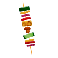 BBQ Grill for camping , vegetables skewer on transparent background , 3D Rendering png