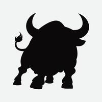 Angry Bull Silhouette Vector Art Illustration Design Template