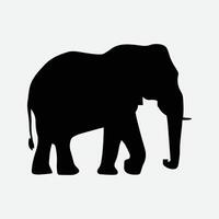 Walking Standing Elephant silhouette vector art on white background