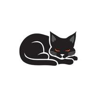 Cute Cat Sleeping Silhouette Vector Art Illustration