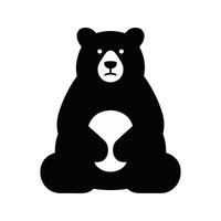 Sitting Bear Silhouette Vector Art Illustration