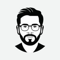 Man Face with Glass and Beard Vector art Illustration