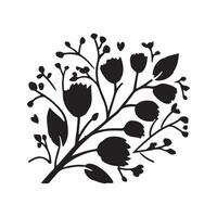 Silhouette Decorative flower plant black vector images