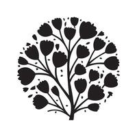 Silhouette Decorative flower plant black vector images