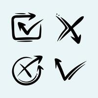 Tick and cross  signs. Checkmark OK and X icons. vector