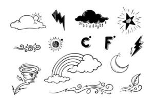 vector set of weather doodle elements, for design purposes