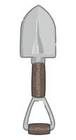 Doodle of camping shovel. Clipart of outdoor travel equipment, hiking tool. Cartoon vector illustration isolated on white.