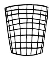 Waste basket simple outline drawing. Garbage sorting. Hand drawn vector illustration. Ecology theme doodle isolated on white. Single black contour element for design print, poster, banner, placard.