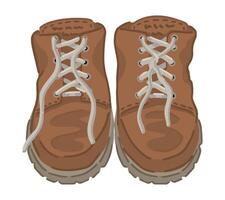 Trekking shoes doodle. Clipart of cartoon style hiking boots. Vector illustration isolated on white.