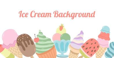 Ice cream frame background on white. Vector modern style illustration banner